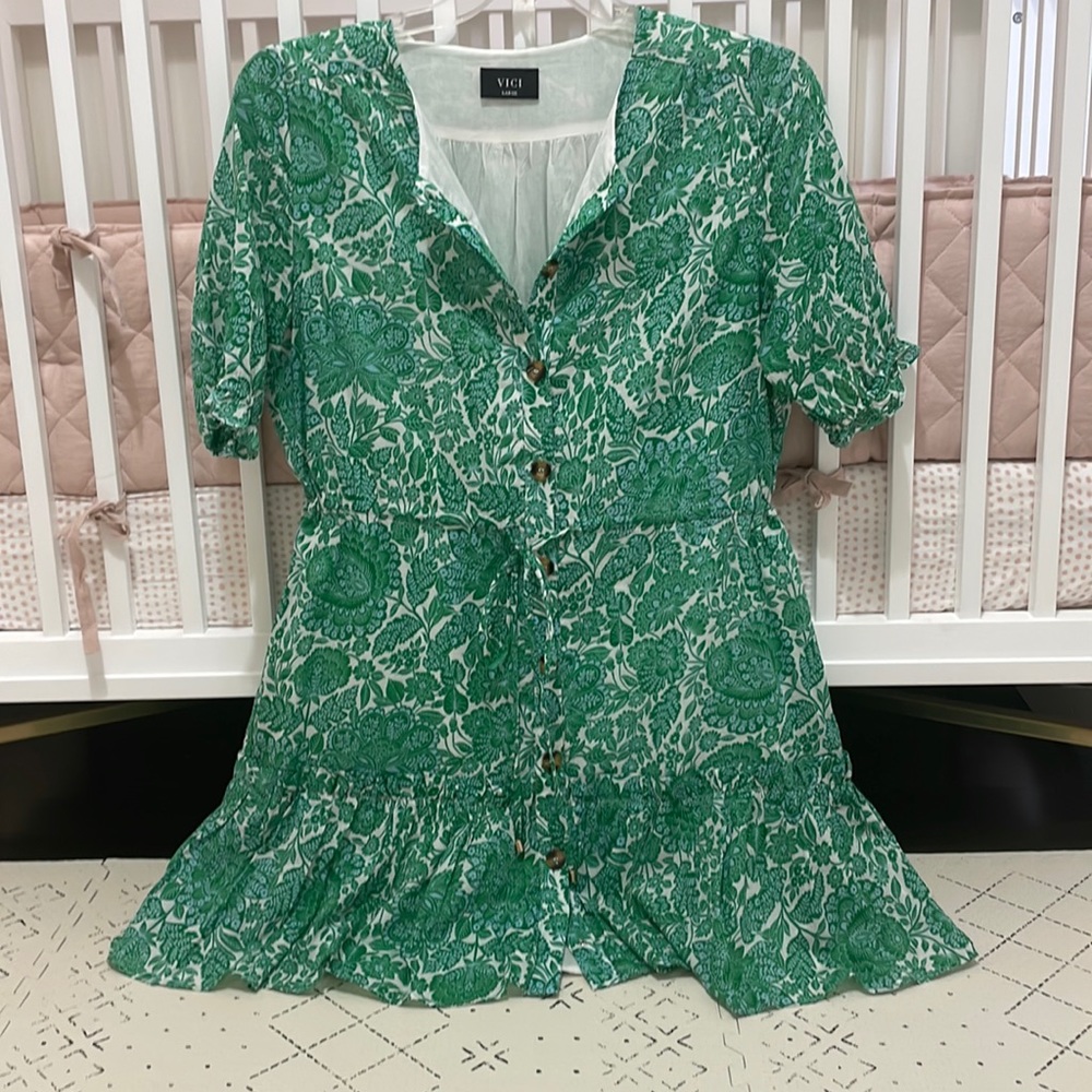 Vici green paisley print dress